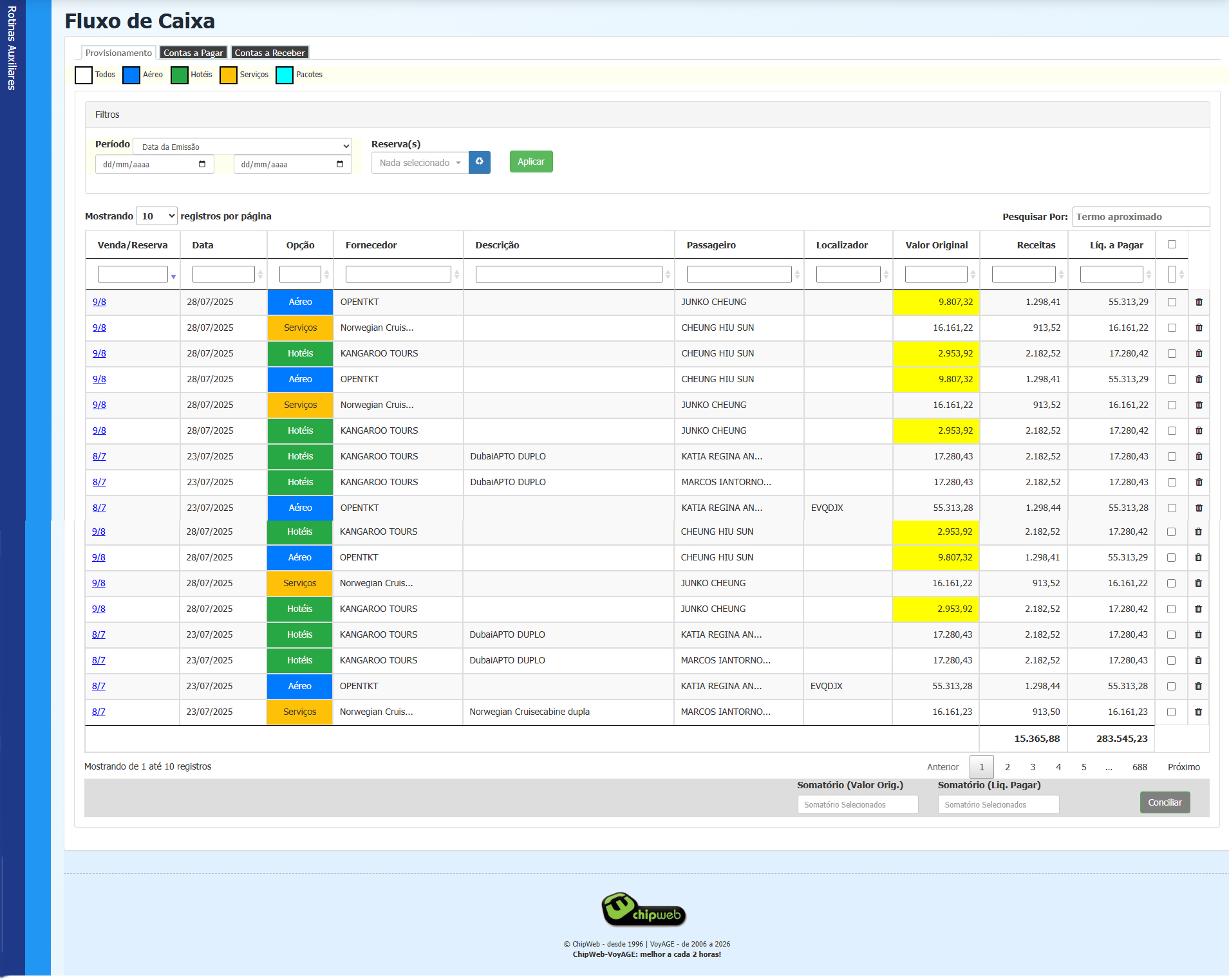 Rotina de Fluxo de Caixa